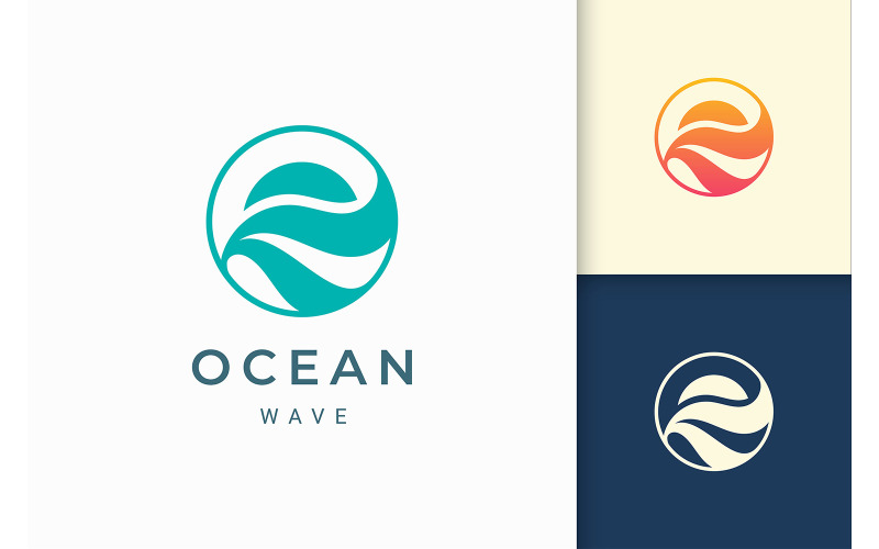 Modèle de logo abstrait cercle océan vague