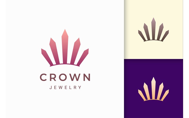 Modèle de logo de couronne ou de bijoux dans le luxe