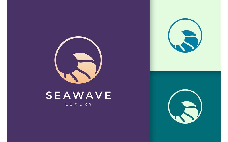 Modèle de logo de luxe cercle océan vague