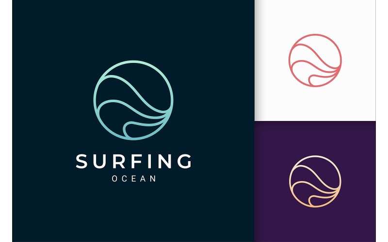 Modèle de logo de vague d'eau en cercle