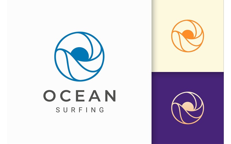 Modelo de logotipo Circle Sun e Ocean