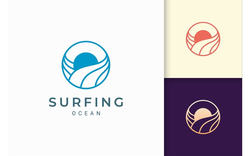 Modelo de logotipo do tema oceano ou água