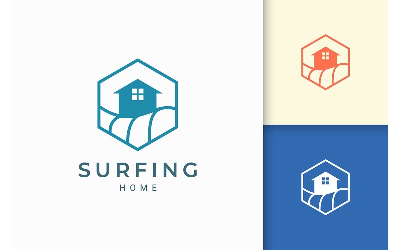 Ocean Home em modelo de logotipo hexagonal