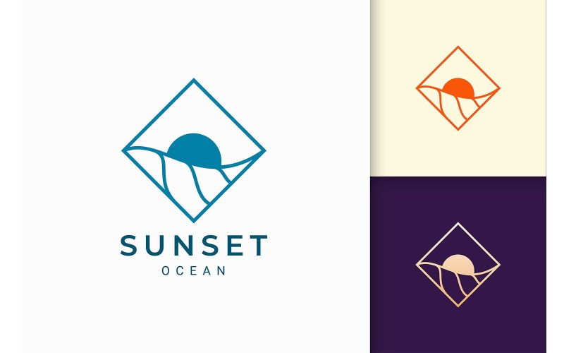Plantilla de logotipo de océano simple en rombo