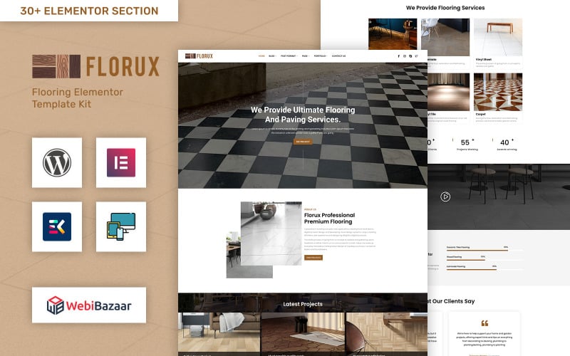 Florux - Servizi di pavimentazione e piastrellatura Elementor WordPress