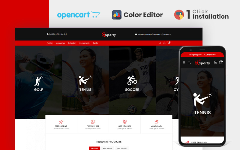Sporty Sports and Accessories Store Opencart Theme