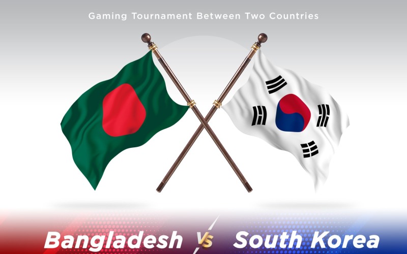 Bangladesch gegen Südkorea Two Flags