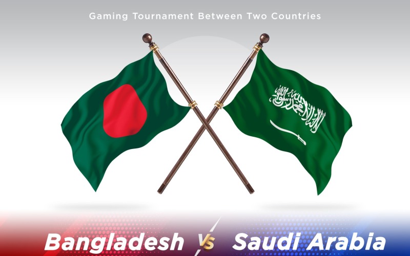 Bangladesh kontra Saudiarabien Två flaggor