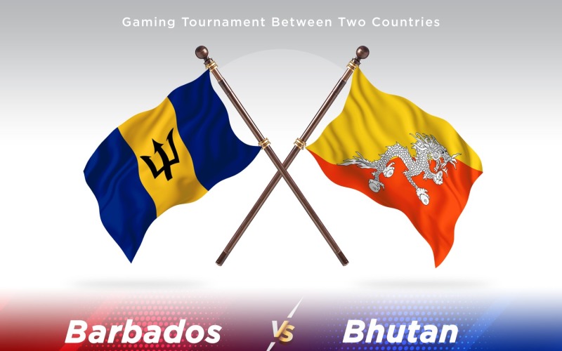 Barbados contra as duas bandeiras do Butão