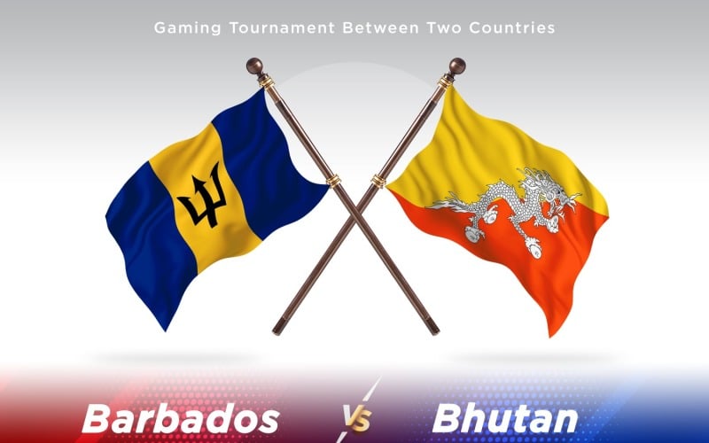 Barbados contro due bandiere del Bhutan