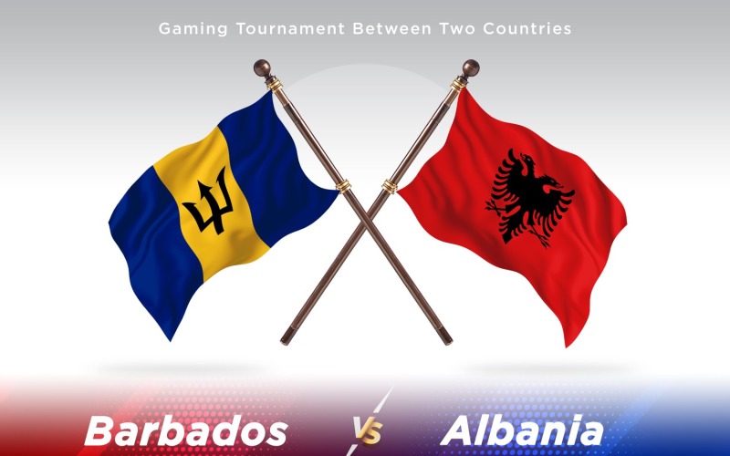 Barbados kontra Albanien Två flaggor