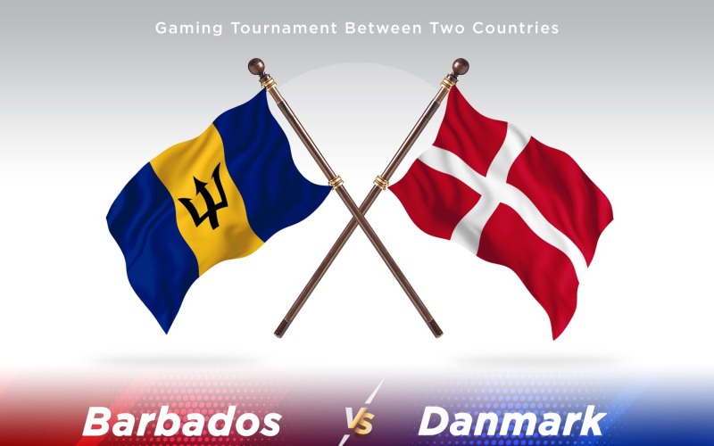 Barbados contra Dinamarca Two Flags