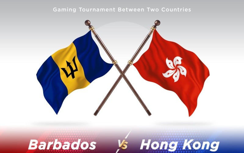 Barbados contro due bandiere di Hong Kong