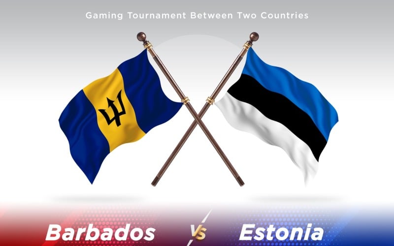 Barbados kontra Estland två flaggor