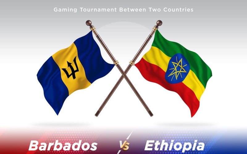 Barbados kontra Etiopien två flaggor