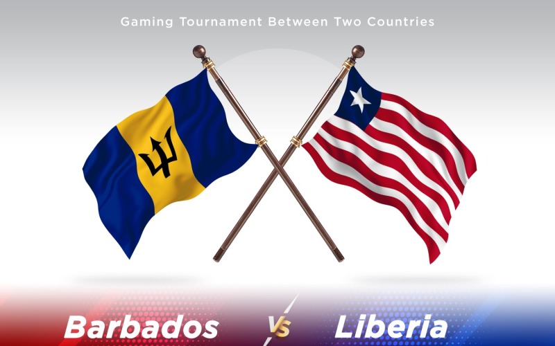 Barbados kontra Liberia två flaggor