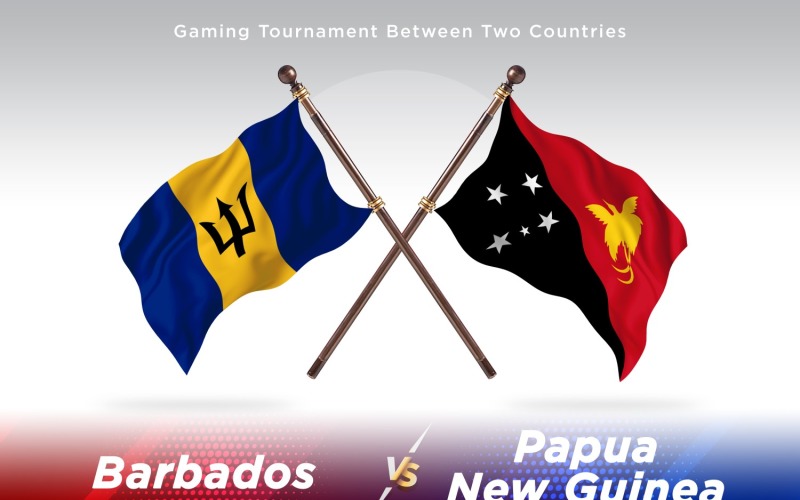 Barbados kontra Pápua új -Guinea Két zászló