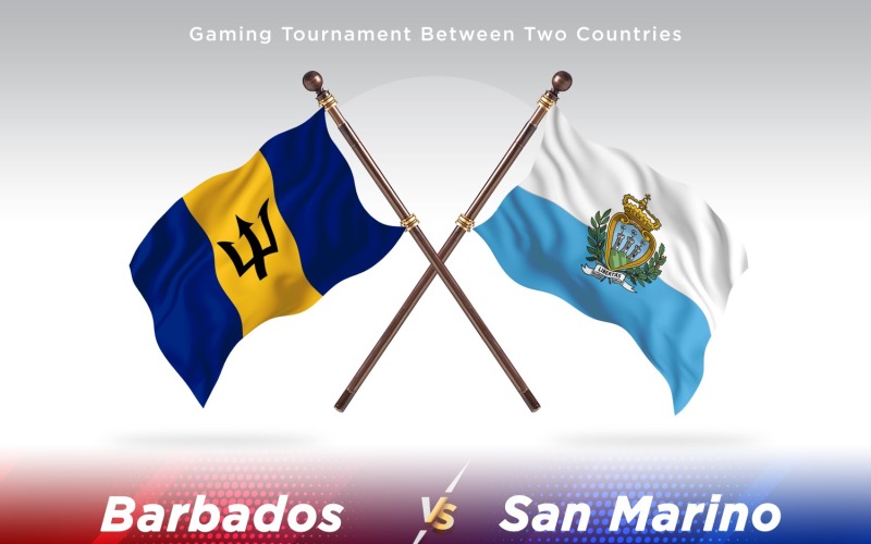 Barbados kontra san Marino Two Flags