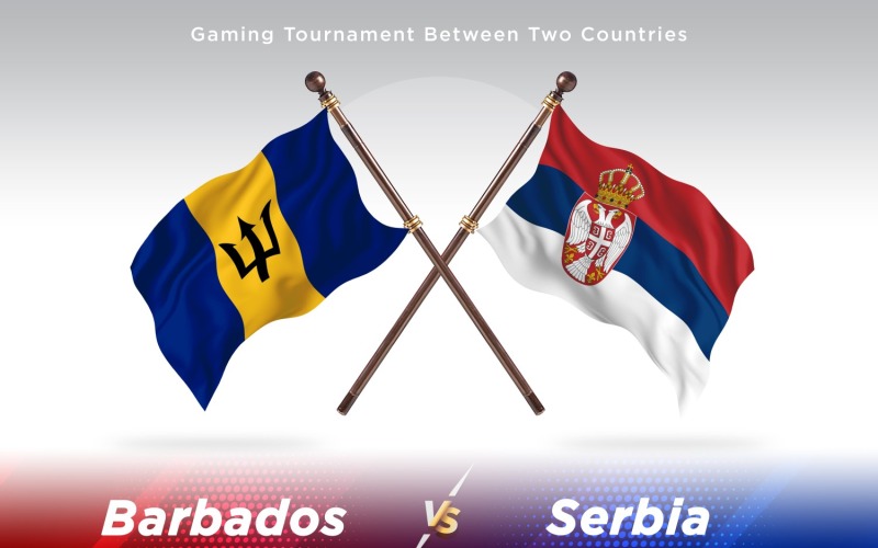 Barbados kontra Serbien två flaggor