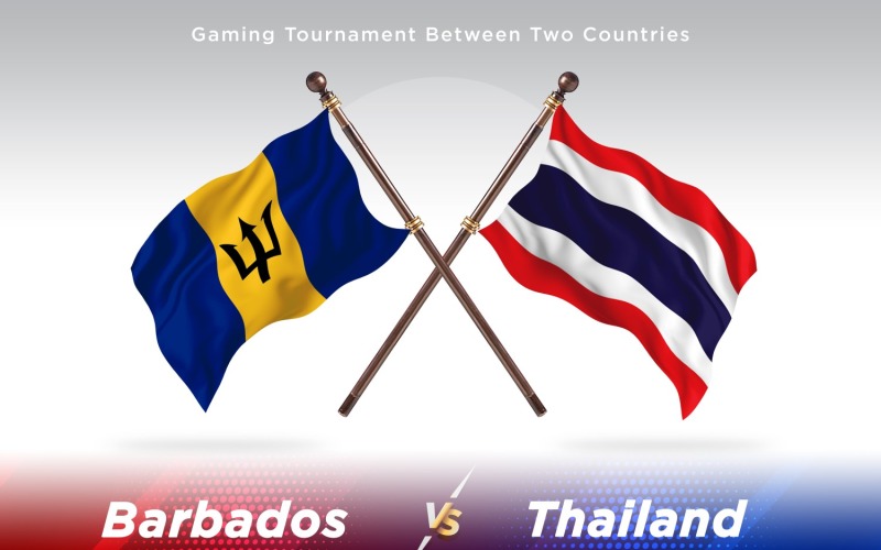 Barbados kontra Thailand två flaggor
