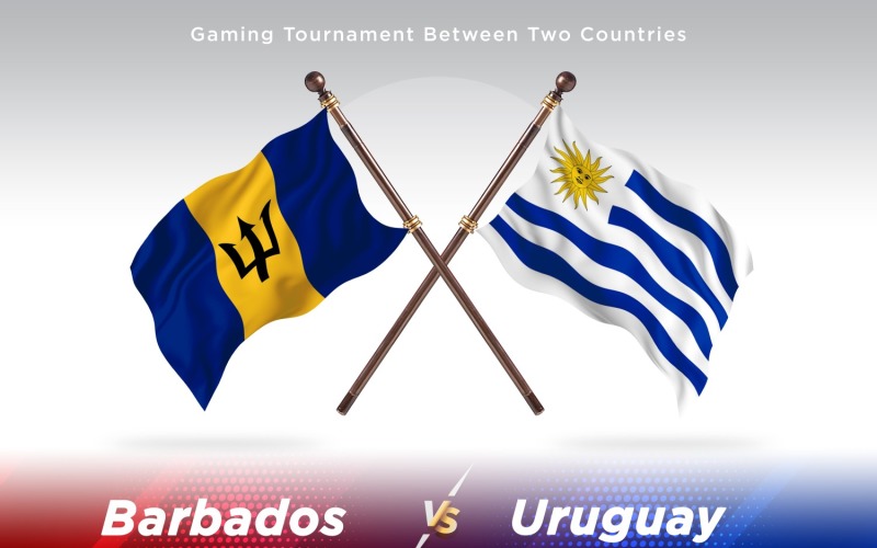 Barbados kontra Uruguay två flaggor