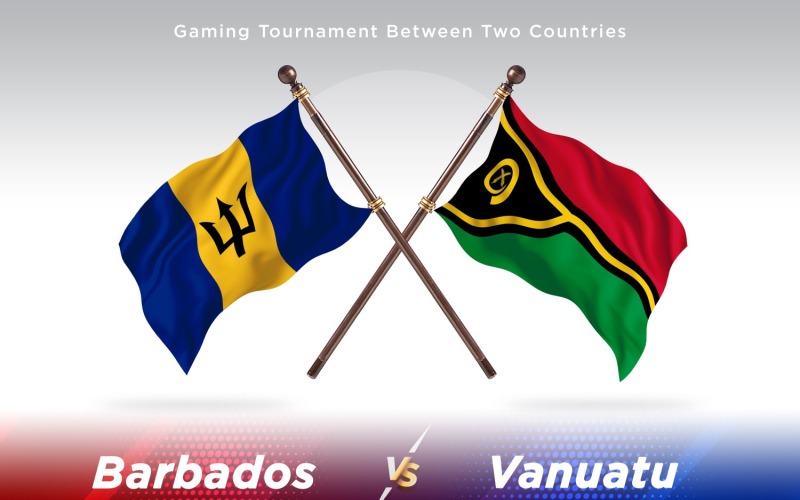Barbados kontra Vanuatu två flaggor