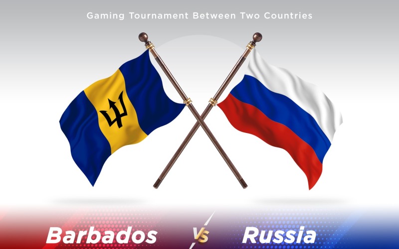 Barbados versus Russia Two Flags