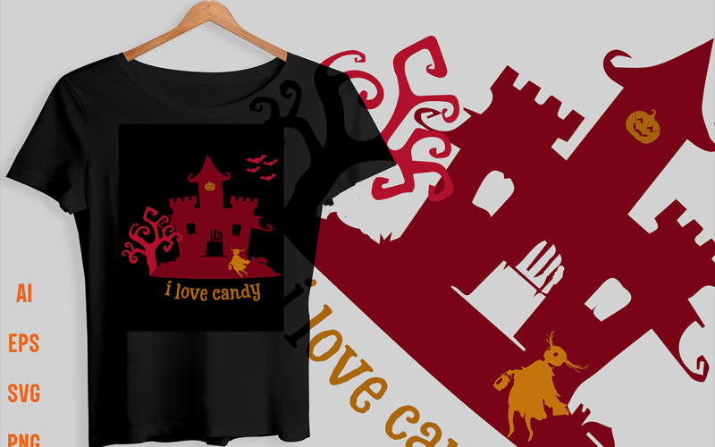 Candy Halloween Tshirt Tasarım Şablonunu Seviyorum