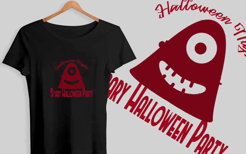 Scary Alien Halloween Party Tshirt Design Template