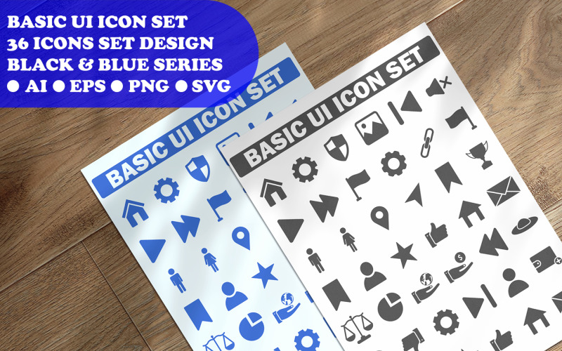 Basis Ui Business Icon Set-sjabloon