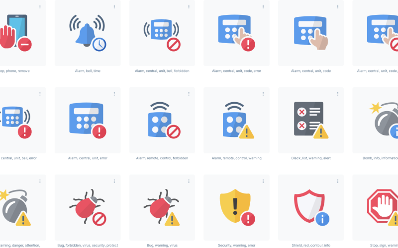 Beveiligingssetpictogrammen in modern ontwerp