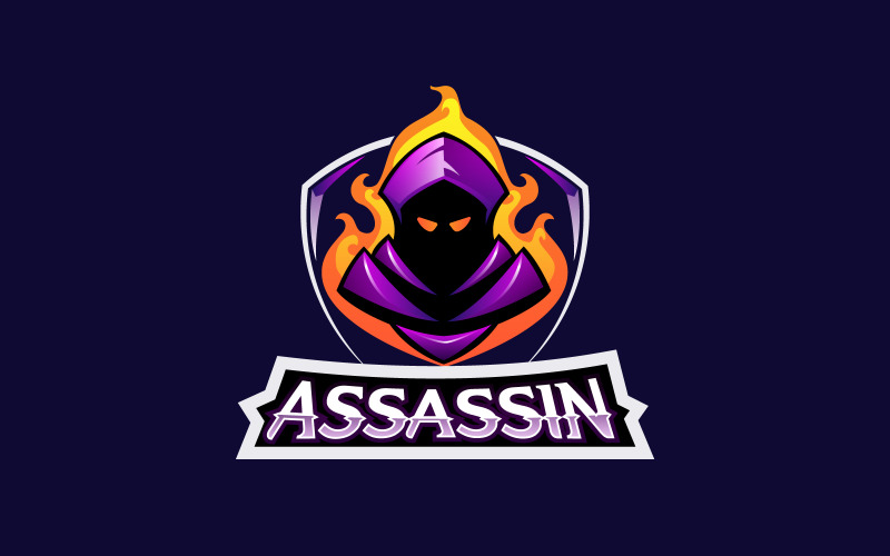 Conception de vecteur d'icône de logo de mascotte d'assassin