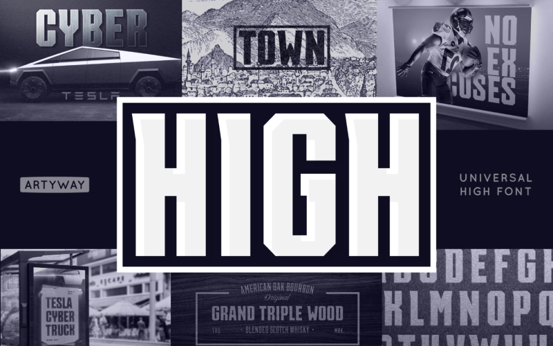 Геометрический высокий геометрический шрифт