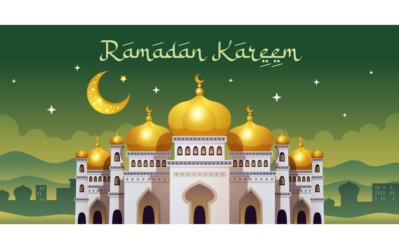Ramadan poziomy plakat wektor ilustracja koncepcja