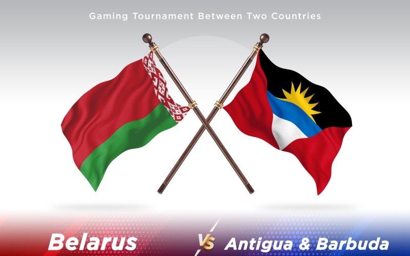 Vitryssland kontra Antigua och Barbuda två flaggor