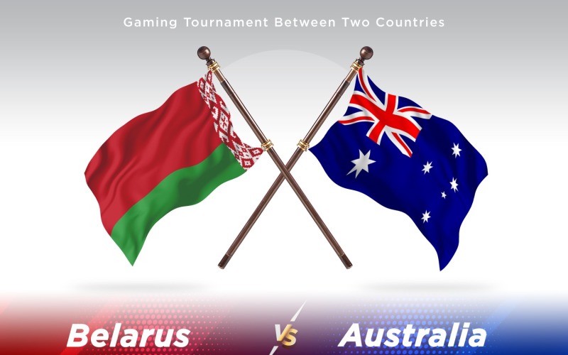 Vitryssland kontra Australien två flaggor