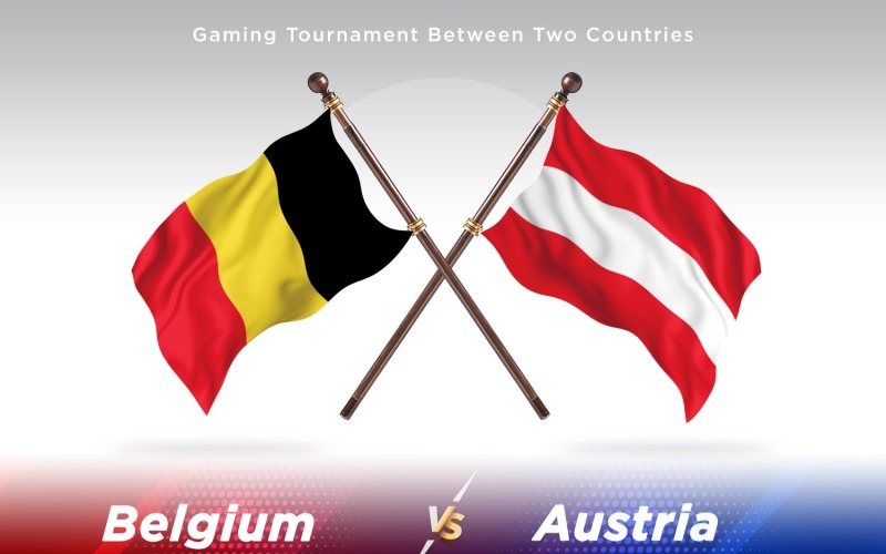 Belgien gegen Österreich Zwei Flaggen