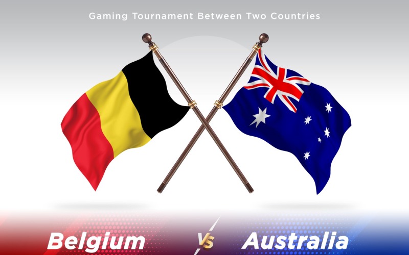 Belgien kontra Australien två flaggor