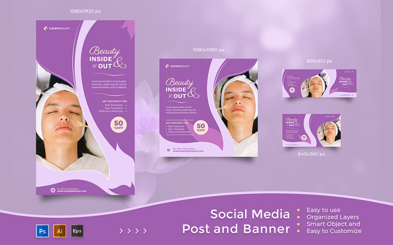 Beauty Care Service -  Instagram Post And Facebook Social Media