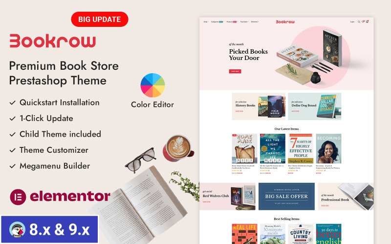 Bookrow — адаптивная тема Prestashop для книжного магазина