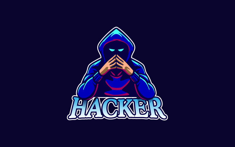 Concepto de diseño de icono de logotipo de mascota de hacker