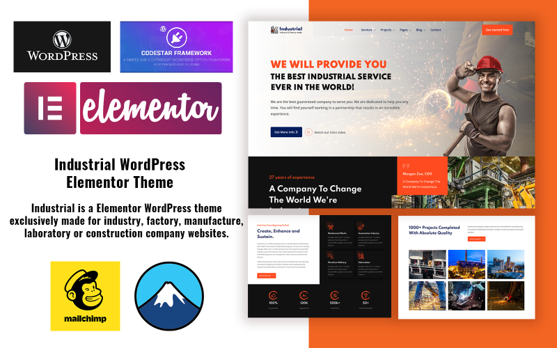 Industrial - Industri och fabrik WordPress Elementor Theme