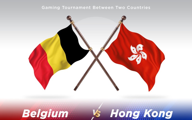Belgien kontra Hongkong två flaggor