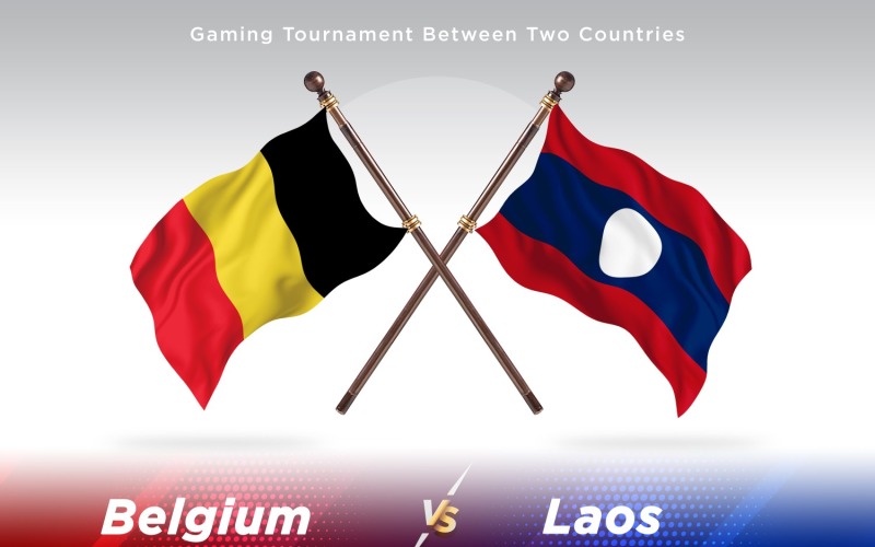 Belgien kontra Laos två flaggor