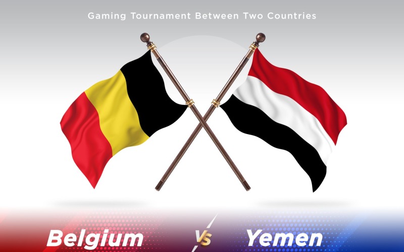 Belgien kontra Jemen två flaggor