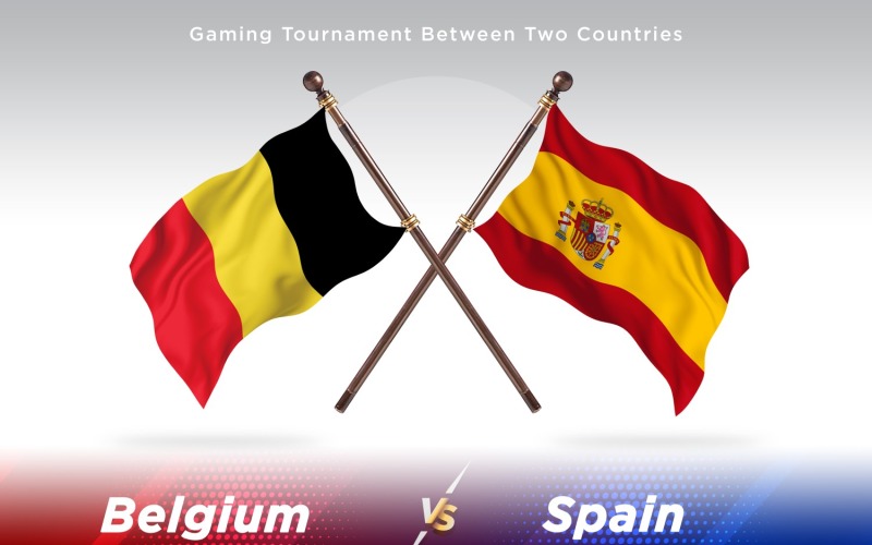 Belgien kontra Spanien två flaggor