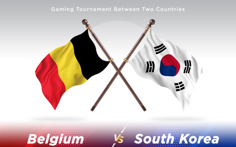 Belgien kontra Sydkorea Two Flags