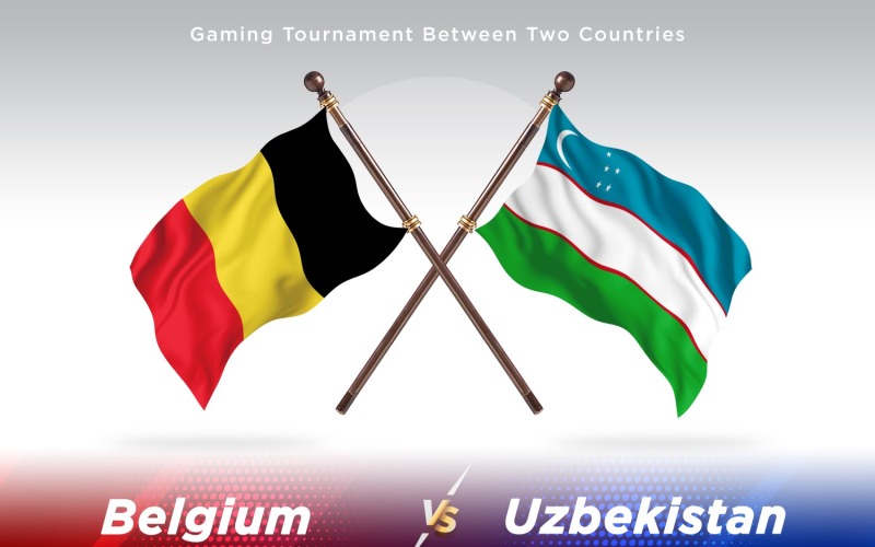 Belgien kontra Uzbekistan två flaggor