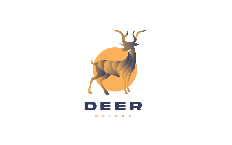 Návrh loga jelena, návrh zlatého loga, návrh loga zvířat, koncept loga ikony zlatého jelena