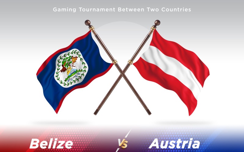 Belize kontra Österrike Två flaggor